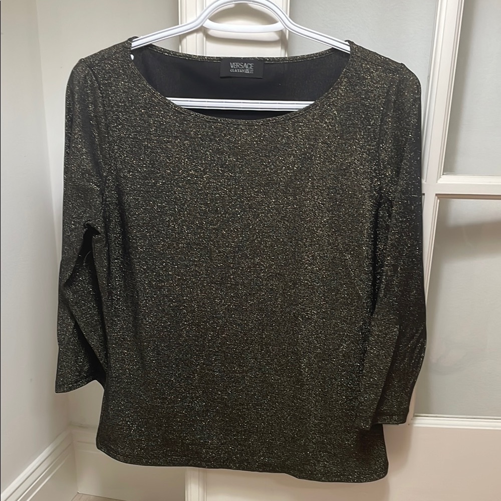 Vintage Versace Green 3/4 Sleeve Blouse
